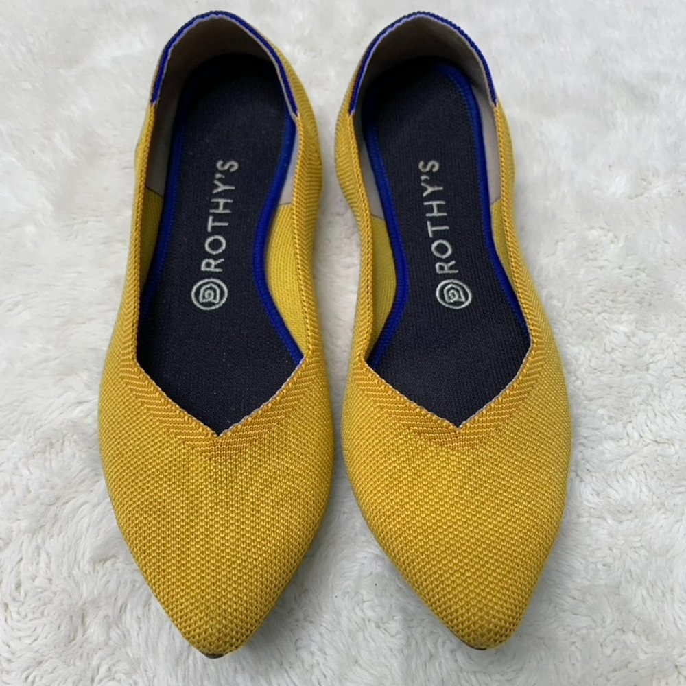 Rothys Women's Mustard Yellow The Point Flats Size 10